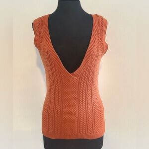 Talbots Women’s V-Neck Sleeveless Sweater - Rust Medium